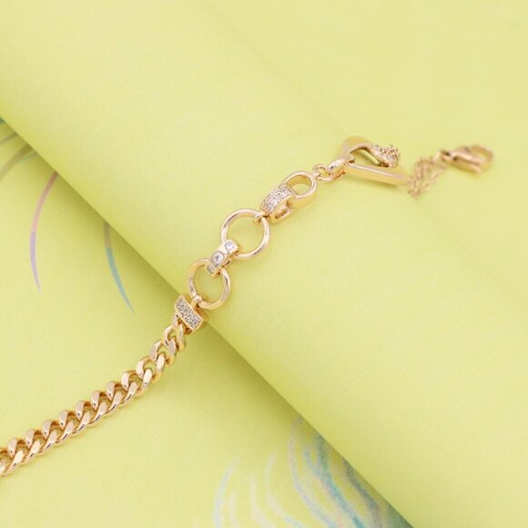 "Sparkling Rose Gold Bracelet with Elegant Round & Chain Link Detail, XPBL0909 - Picture 8 of 13